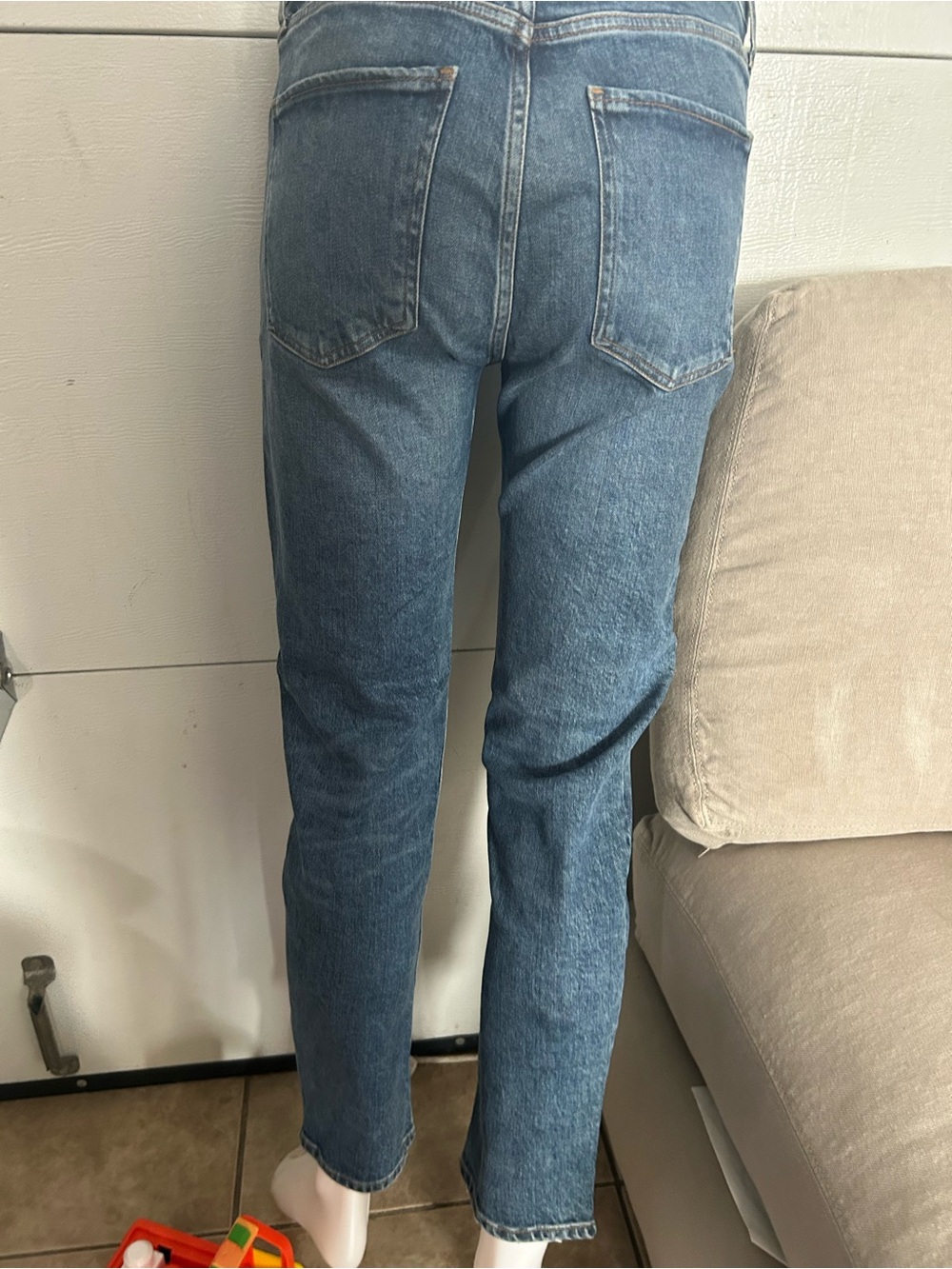 Agolde Dark Blue Cropped High-Rise Jeans - Picture 6 of 7